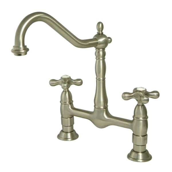 KS1178AX Heritage Bridge Kitchen Faucet, Brushed Nickel